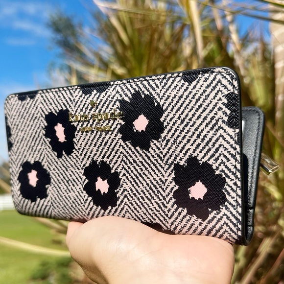 kate spade Handbags - Kate spade Large Bifold Wallet Grey Black Floral